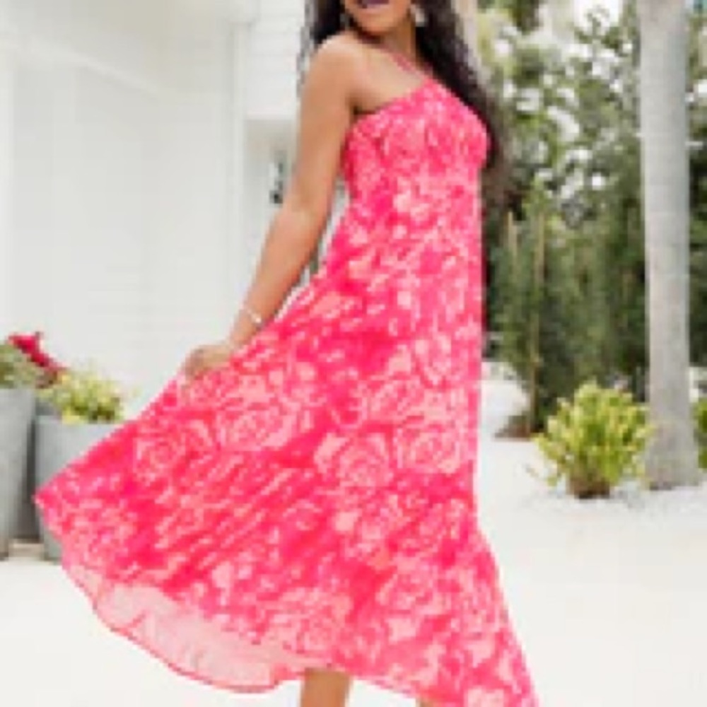 Pink Lily Until Next Time Multi Halter Neck Printed Dress